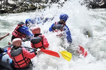 People tubing down a river